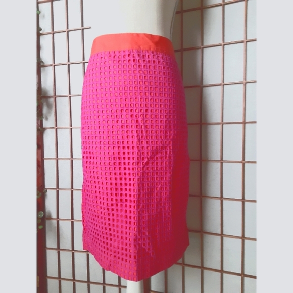 Talbots Crochet Pencil Skirt - Hot Pink/Orange - Picture 5 of 13